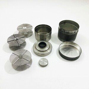 3 Metal 35mm Reels & 1 35mm Metal Tank & A 3 inch Tall Metal Tank